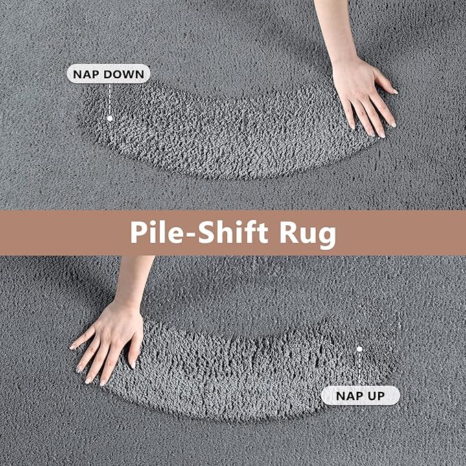 FinRèc 4x6 Washable Area Rugs for Bedroom Living Room, Low Pile Thin Rug Solid Color, Non-Slip Carpet Indoor for Home Decor (Pure Dark Grey)