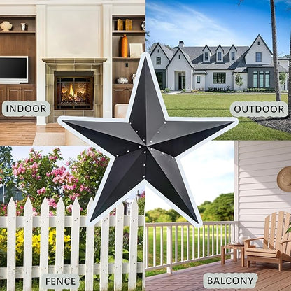 VIVICOMFY 48" Black Barn Star Metal Wall Hanging Decor - Outdoor & Indoor, Rust Resistant, Weatherproof - Perfect for Living Room & Farmhouse Decor