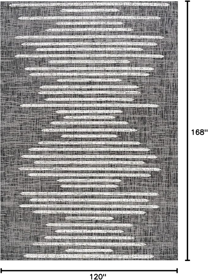 JONATHAN Y Stripe Geometric Indoor Outdoor Area Rug 10X14 Black/Ivory, Zolak Berber for Backyard, Patio, Porch, Easy-Cleaning, High Traffic, Pet-Friendly, Non-Shedding (SMB124E-14)