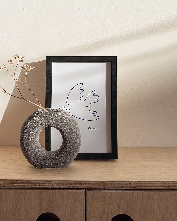 HAUS AND HUES 4x6 Solid Oak Black Frame - Wall or Tabletop Display (Black Oak Frame)