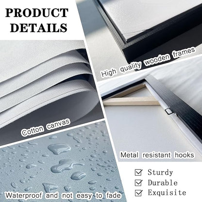 KLAKLA African American Wall Art - Large Black Girl Black Woman Black and Gold Artwork Canvas Picture Framed Wall Decor for Living Room Bedroom Home Decoration