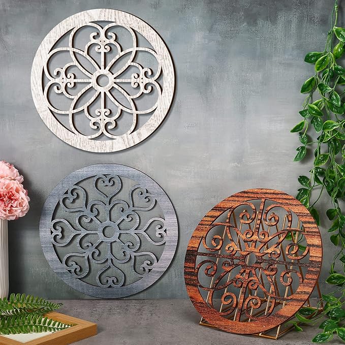 Blulu 3 Pieces Thicken Rustic Wall Decor Farmhouse Wall Art Decor Wood Hanging Decoration for Living Room Bedroom Home Indoor Outdoor Office(Vintage Style)