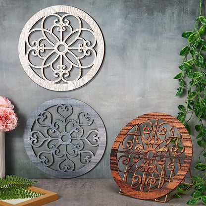Blulu 3 Pieces Thicken Rustic Wall Decor Farmhouse Wall Art Decor Wood Hanging Decoration for Living Room Bedroom Home Indoor Outdoor Office(Vintage Style)