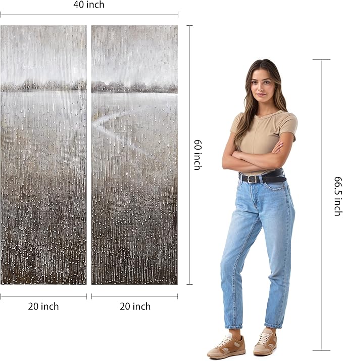 Empire Art Direct Abstract Wall Art Textured Hand Painted Canvas by Martin Edwards, Diptych, 60" x 20" each, Listlessness