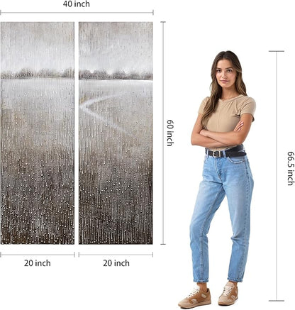 Empire Art Direct Abstract Wall Art Textured Hand Painted Canvas by Martin Edwards, Diptych, 60" x 20" each, Listlessness