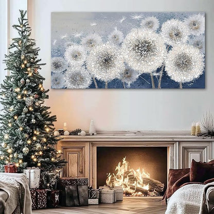 Pogusmavi Wall Decor Living Room - Wall-Art for Living Room, Canvas Art/Pictures for Bedroom | Blue Dandelion 24x48 inches Large Wall Art