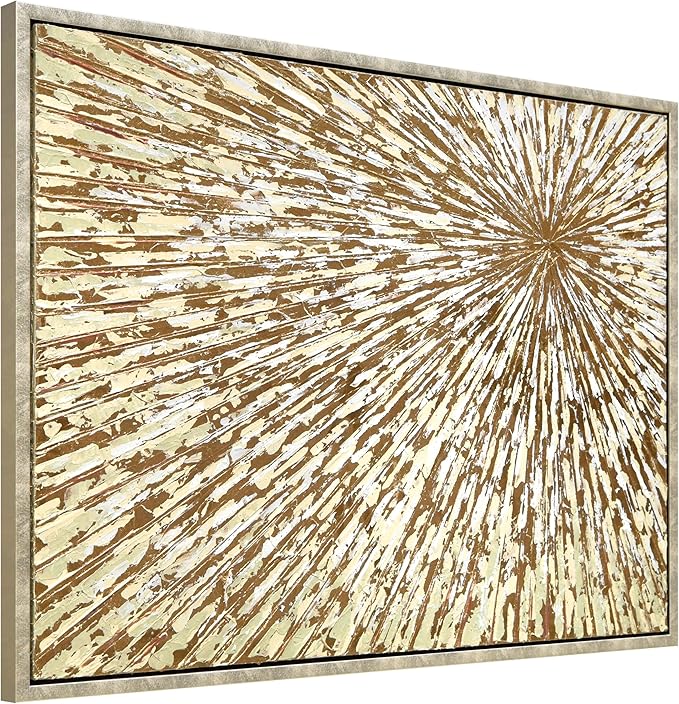 Empire Art Direct Radiant Burst Metallic Hand Painted Framed Canvas Wall Art with Gold Foil, Ready to Hang, Living Room, Bedroom & Office, 30"x40"x1.5"