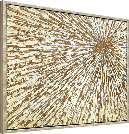 Empire Art Direct Radiant Burst Metallic Hand Painted Framed Canvas Wall Art with Gold Foil, Ready to Hang, Living Room, Bedroom & Office, 30"x40"x1.5"