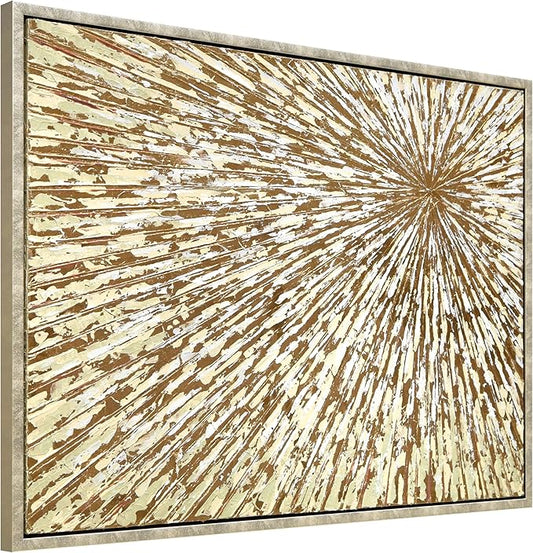 Empire Art Direct Radiant Burst Metallic Hand Painted Framed Canvas Wall Art with Gold Foil, Ready to Hang, Living Room, Bedroom & Office, 30"x40"x1.5"