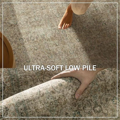 Washable Runners for Hallways Kitchen Rug: 2'6"x8' Runner Rugs Stain Resistant Non Slip Low Pile Soft Carpet Runners for Hallways Bedroom Kitchen Entryway Indoor Beside Bathroom Laundry Room