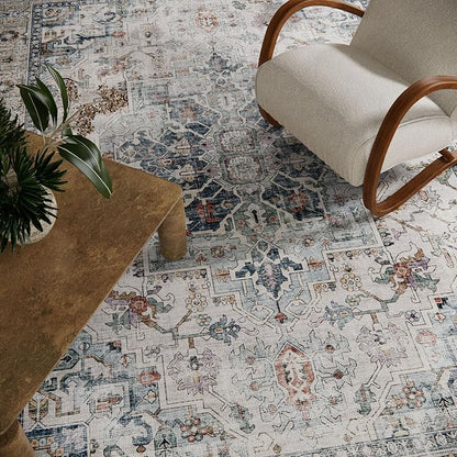 8x10 Area Rugs for Living Room: Washable Bedroom Rug Boho Vintage Rugs Stain Resistant Non Slip Low Pile Soft Lightweight Carpet for Kitchen Dining Room Farmhouse Nursery Kids Room Home Office