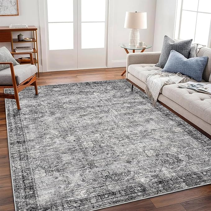 CHAMPLANT Area Rug 5'x7' Washable Rug Traditional Floor Cover Thin Retro Kitchen Indoor Distressed Non Slip Carpet for Living Room Bedroom Dining Room