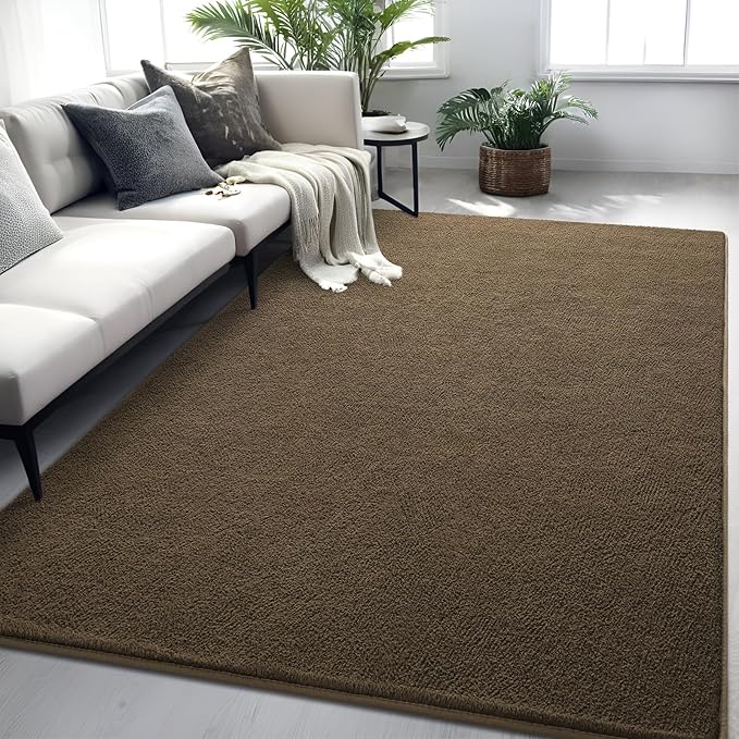 5x7 Feet Area Rug for Living Room Bedroom, Light Brown Low Pile Washable Rugs, Memory Foam Indoor Carpet, Modern Non Slip Carpets for Kids Girls Boys Baby Teen Dorm Nursery Home Decor