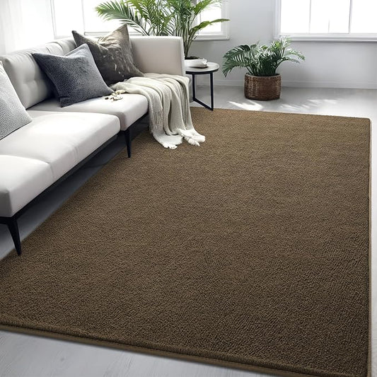 5x7 Feet Area Rug for Living Room Bedroom, Light Brown Low Pile Washable Rugs, Memory Foam Indoor Carpet, Modern Non Slip Carpets for Kids Girls Boys Baby Teen Dorm Nursery Home Decor
