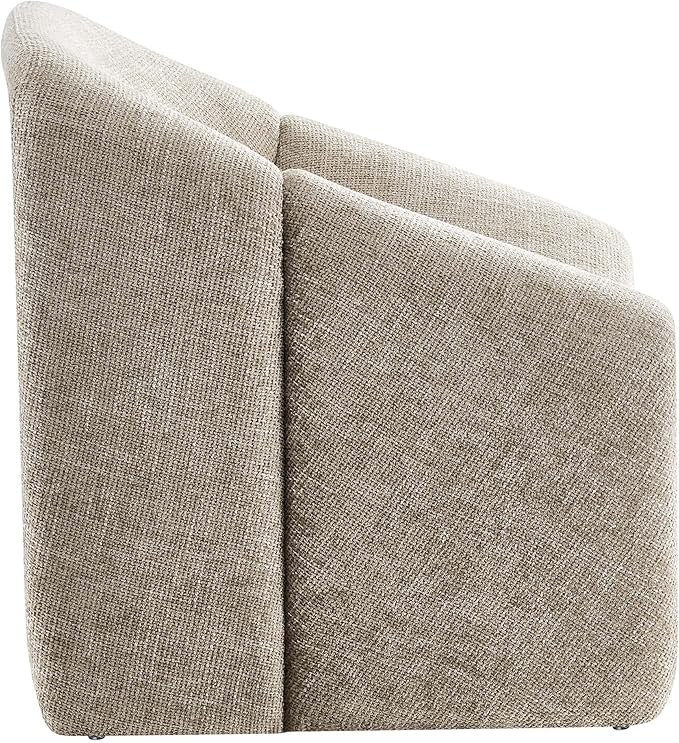 Modway Vivi Chenille Upholstered Accent Khaki-Plush, Comfy Armchair, Ideal as a Modern Barrel, Lounge Reading Chair for Living Room, Bedroom or Cozy Corner Seating