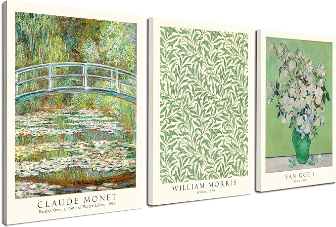 Induslyfe Framed Grass Wall Art Canvas Decor Set of 3, Matisse Mid Century Modern Art, Aesthetic Floral Botanical Prints Posters for Bedroom, Living Room, Bathroom 12x16