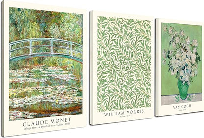 Induslyfe Framed Grass Wall Art Canvas Decor Set of 3, Matisse Mid Century Modern Art, Aesthetic Floral Botanical Prints Posters for Bedroom, Living Room, Bathroom 12x16