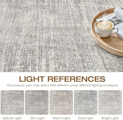 8x10 Area Rugs Living Room: Washable Large Neutral Rug Abstract Soft Modern Stain Resistant Indoor Floor Non-Slip Carpet for Bedroom Nursery Kids Office Playroom Dining Room Under Table- Brown Gray