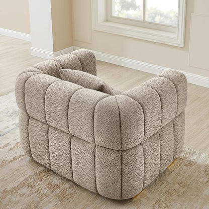 VANOMi Sofa and Chair Set, Modern Deep Seat Couch & Boucle Sofa Chairs, Oversized Upholstered Couch Sets for Living Room, Apartment, Office, Bedroom, Camel (3 Pieces)