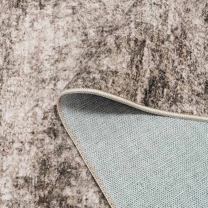 3x5 Living Room Area Rug - Modern Abstract Washable Bedroom Rugs with Non Slip Rubber Backing Indoor Low Pile Carpet for Office Nursery Soft Ultra Thin Home Decor Floor Mat for Bathroom 3x5 Brown