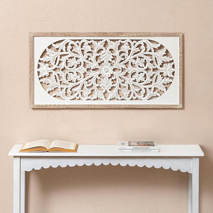 JFY Designs Wall Medallion - Wooden Wall Decor, Hand Carved & Embossed Decorative Wall Sculpture, Boho Farmhouse Wall Art, Perfect for Home, Office or any Living Space