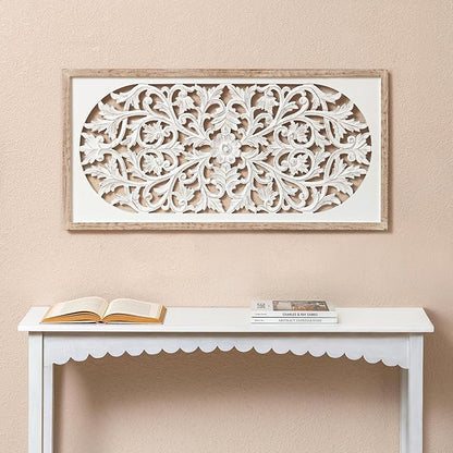 JFY Designs Wall Medallion - Wooden Wall Decor, Hand Carved & Embossed Decorative Wall Sculpture, Boho Farmhouse Wall Art, Perfect for Home, Office or any Living Space