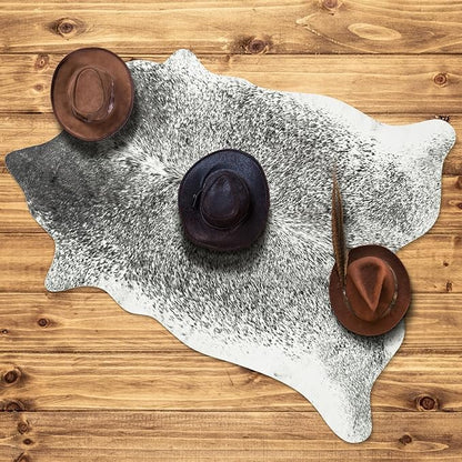 Cowhide Rug for Living Room, Washable Cow Hide Rug, Small Faux Animal Skin Rugs, Non-Slip Cow Print Area Rugs， 3x4Ft Cowhide Rugs for Bedroom Office Kitchen Entryway， Grey