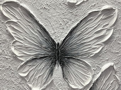 Boiee Art,24x36Inch Handmade Oil Painting Butterfly Wall Art Hand Painted Black and White Canvas Paintings Modern Abstract Home Wall Decorative Art