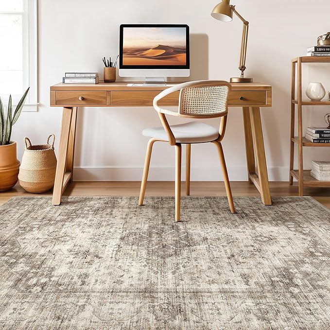 LOONGRUG 10x14 Warm Sepia tan Rug Vintage