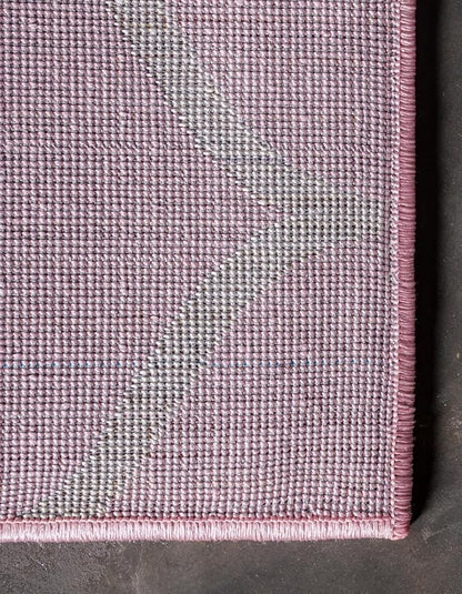 Unique Loom Trellis Frieze Collection Area Rug - Rounded (2' x 10' Runner, Light Pink/ Ivory)