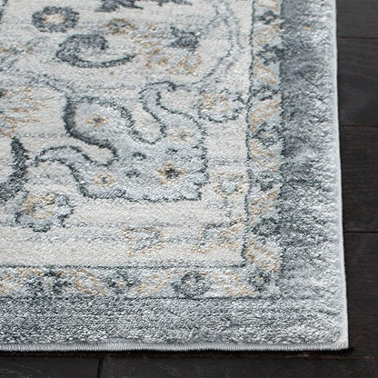 SAFAVIEH Isabella Collection 8' Round Grey/Cream ISA940F Oriental Non-Shedding Entryway Foyer Living Room Bedroom Kitchen Area Rug