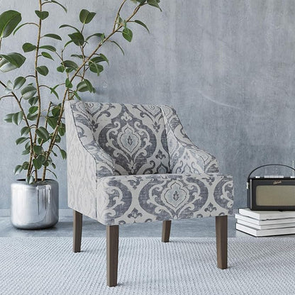 HomePop Velvet Swoop Arm Accent Chair, Suri Blue