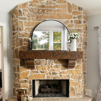 CIRCUMI Arched Wall Mirror, 40"x32" Black Arched Mirror with Tempered Glass, Metal Frame, Large Size for Entryway Table, Mantel,Living Room,Over Sink,Arch Mirror for Decor,Shatterproof&Crystal-Clear