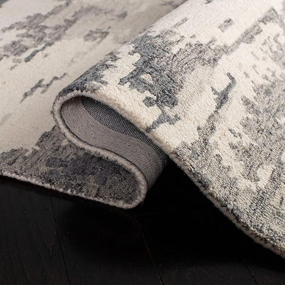 SAFAVIEH Abstract Collection 6' Round Charcoal / Ivory ABT465H Handmade Abstract Premium Wool Area Rug