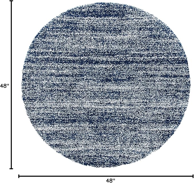 SAFAVIEH Hudson Shag Collection Area Rug - 4' Round, Navy & Ivory, Non Shedding & Easy Care, 1.25-inch Thick, Ideal for High Traffic Areas in The Living Room, Bedroom, Dining (SGH295N-4R)