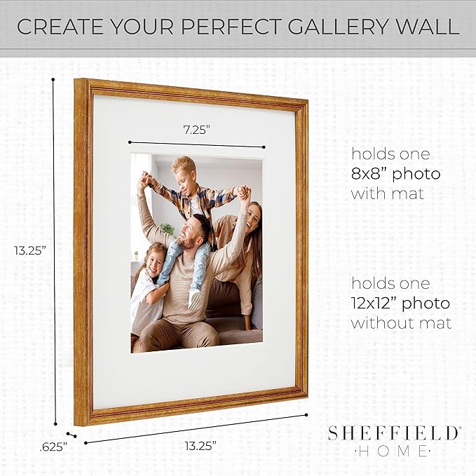 Sheffield Home 9 Piece Gallery Wall Frame Set, 12x12 Inch, Antique Bronze