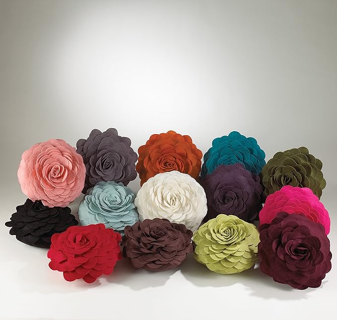 SARO LIFESTYLE Flower Design Poly Filled Throw Pillow, Terracotta, 13"