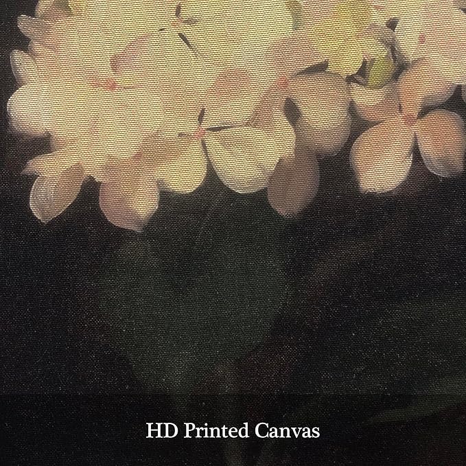 Pyradecor Retro Vintage Framed Wall Art Cottagecore Decor White Hydrangea Oil Painting Canvas Prints Mid Century Wall Decor for Living Room Farmhouse Decorations