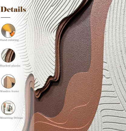 BrightA Creative wood carving relief wave-shaped large-scale wall decoration. Masterful craftsmanship with wooden frame. Suitable for study rooms and entrance halls to enhance the space's style and aesthetic appeal. Artwork hanging piece 23.6"x47.2"