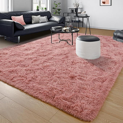 Tepook Area Rugs 9x12 for Living Room, Super Soft Fluffy Rugs for Bedroom, Modern Shaggy Rug Fuzzy Carpets for Kids, Plush Indoor Nursery Home Decor Rug with Non-Slip Bottom, Blush