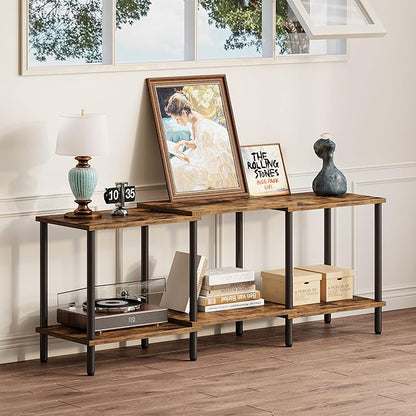 TV Stand, Entertainment Center, Industrial TV Media Console Table with Open Storage Shelves, 2 Tier TV Cabinet for Living Room, Bedroom LTS107RB