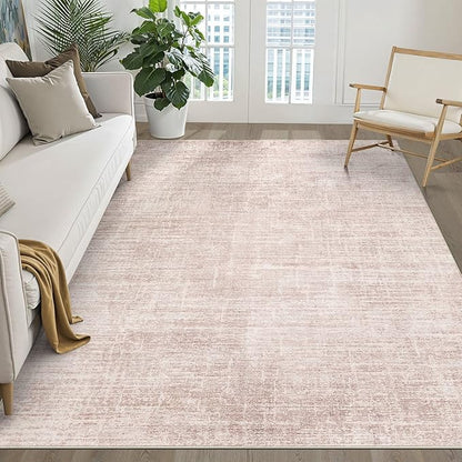 Pink Rug 6x8 Living Room: Washable Large Neutral Rugs Abstract Soft Modern Stain Resistant Indoor Floor Non-Slip Carpet for Nursery Kids Girls Bedroom Playroom Dining Room Under Table