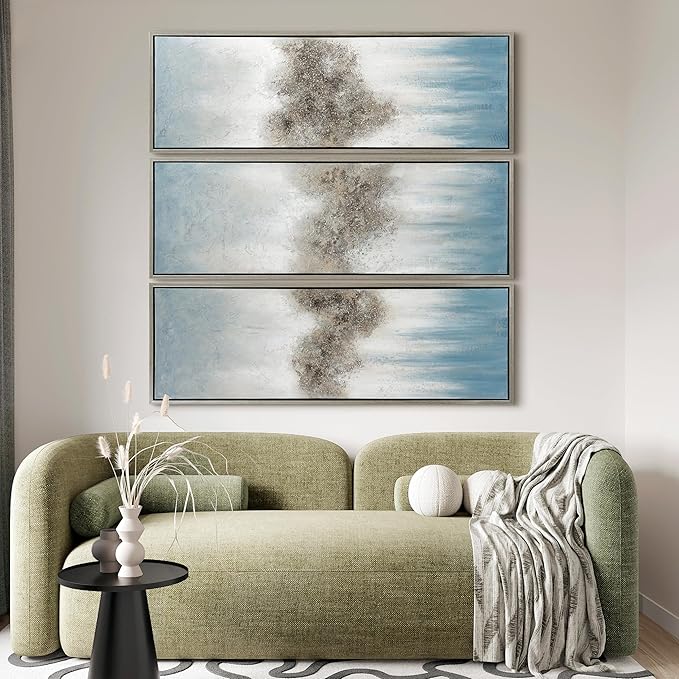 Empire Art Direct Abstract Wall Art Textured Hand Painted Canvas by Martin Edwards, Triptych, 60" x 20" each, Sequence