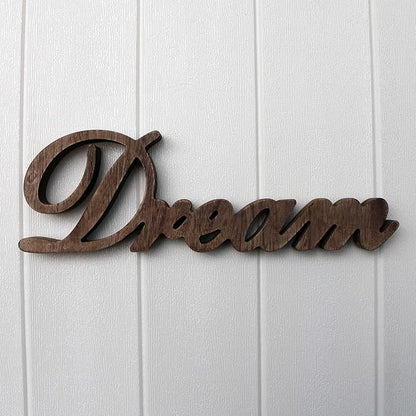 CVHOMEDECO. Rustic Vintage Distressed Wooden Words Sign Free Standing "Dream" Tabletop/Shelf/Home Wall/Office Decoration Art, 14 x 4-1/4 x 1 Inch