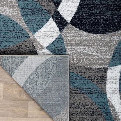 Rugshop Blue Modern Geometric Indoor Large Area Rug, Overlapping Circle Pattern, Fade Resistant, Non-Shedding, for Living Room, Dining Room and Family Room, 7'10" x 10'2"