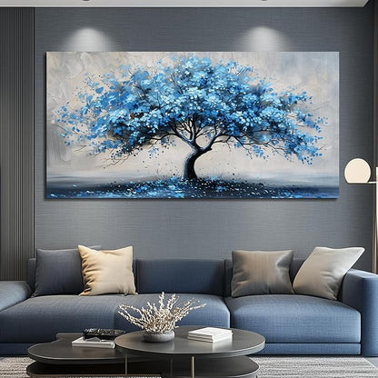 KELIYUAN Large Wall Art For Living Room Canvas Wall Decor For Office Bedroom Room Decorations Abstract Paintings Blue Tree Pictures Artwork Ready To Hang Guesthouse Mural Aesthetic Decor 30x60 In
