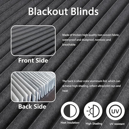 Window Blinds Cordless Blackout No Drill Cut to Size Clip On Stick On Self Adhesive Temporary Blinds Pleated Paper Blinds for Windows Doors Shades for Home Nursery Bedroom Kitchen Bathroom