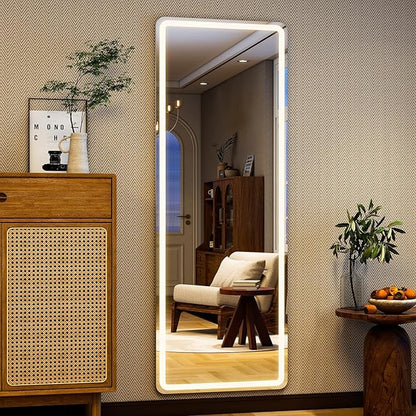 Full Length Mirror with LED Lights, LED Mirrors Full Length Floor Mirror Full Body Mirror for Bedroom Wall Mounted Free Standing (Rectangle, 68" L×26" W)