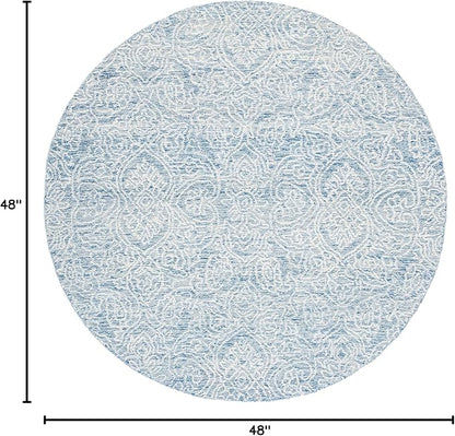 SAFAVIEH Metro Collection Area Rug - 4' Round, Blue & Ivory, Handmade Wool, Ideal for Living Room, Bedroom, Dining Space (MET998M)
