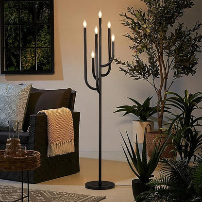 Wellmet Black Floor Lamp for Living Room, Modern Floor Lamps for Bedroom, 63.3Inch Tall Unique Metal Floor Lamp for Corner Decorative